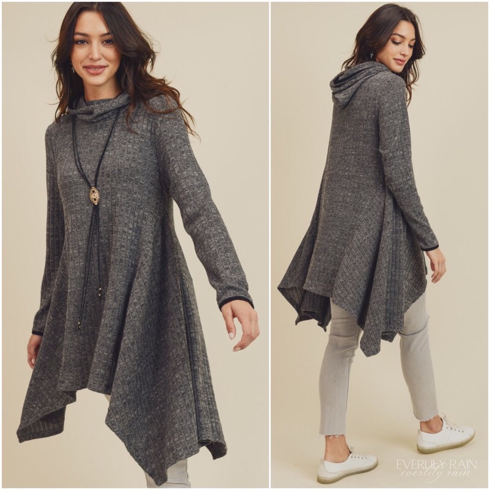 2 PK | Asymmetrical Hem Hooded Tunic